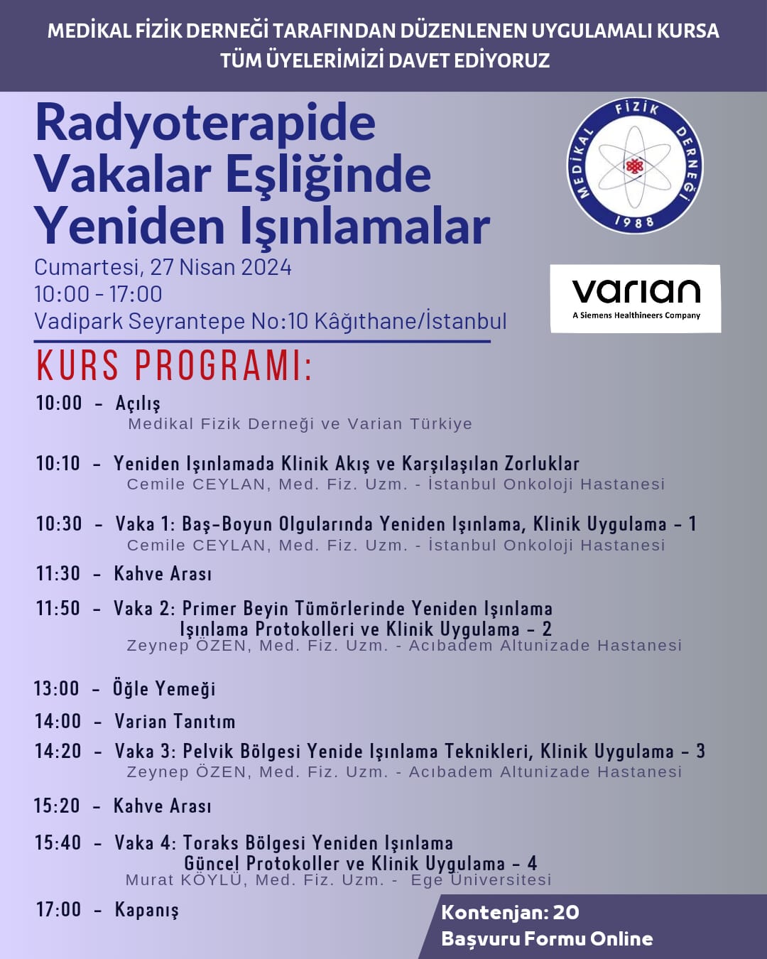 Radyoterapide Vakalar Eşliğinde Yeniden Işınlamalar - İstanbul