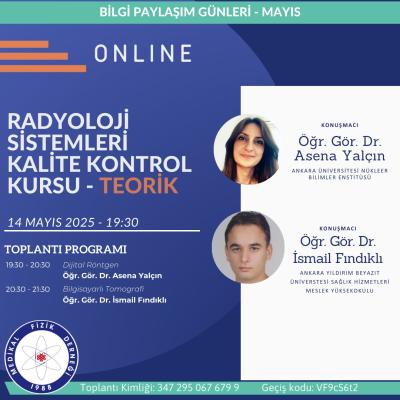 Radyoloji Sistemleri Kalite Kontrol Kursu - Teorik: DR ve BT - 14 Mayıs 2025