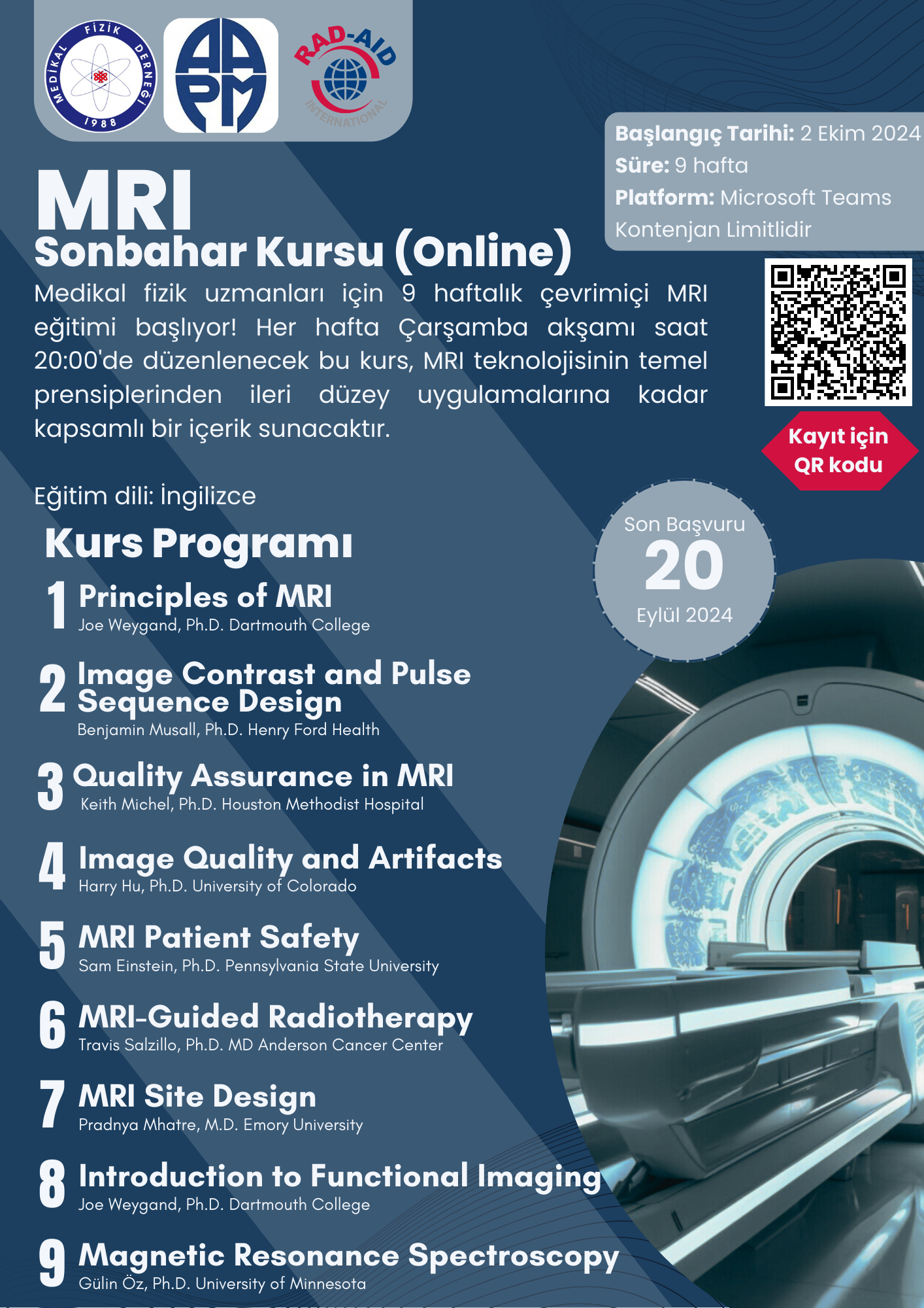 MR Görüntüleme Sonbahar Kursu - Online